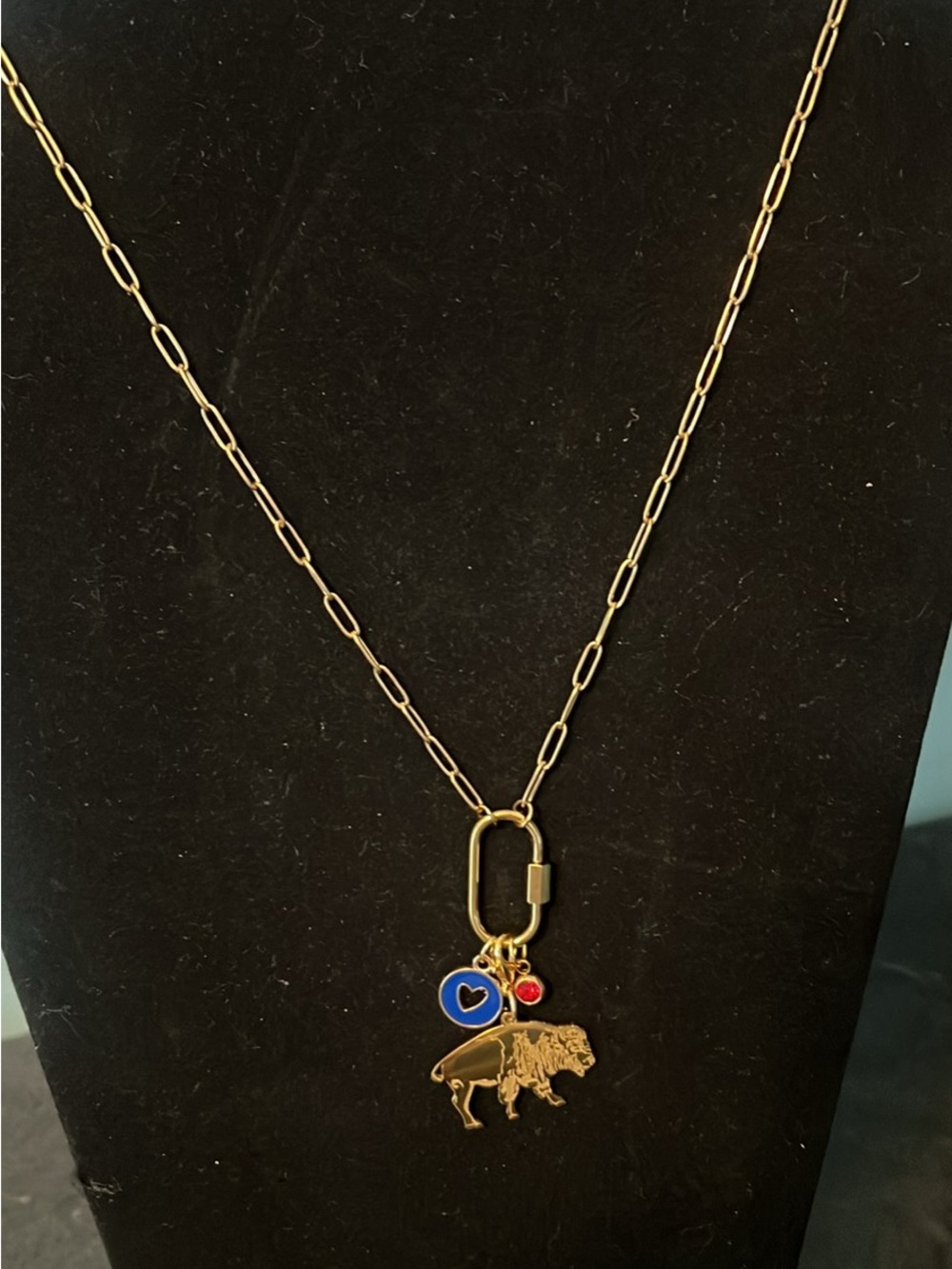 Handmade Buffalo Football Charm Necklace 16–18”